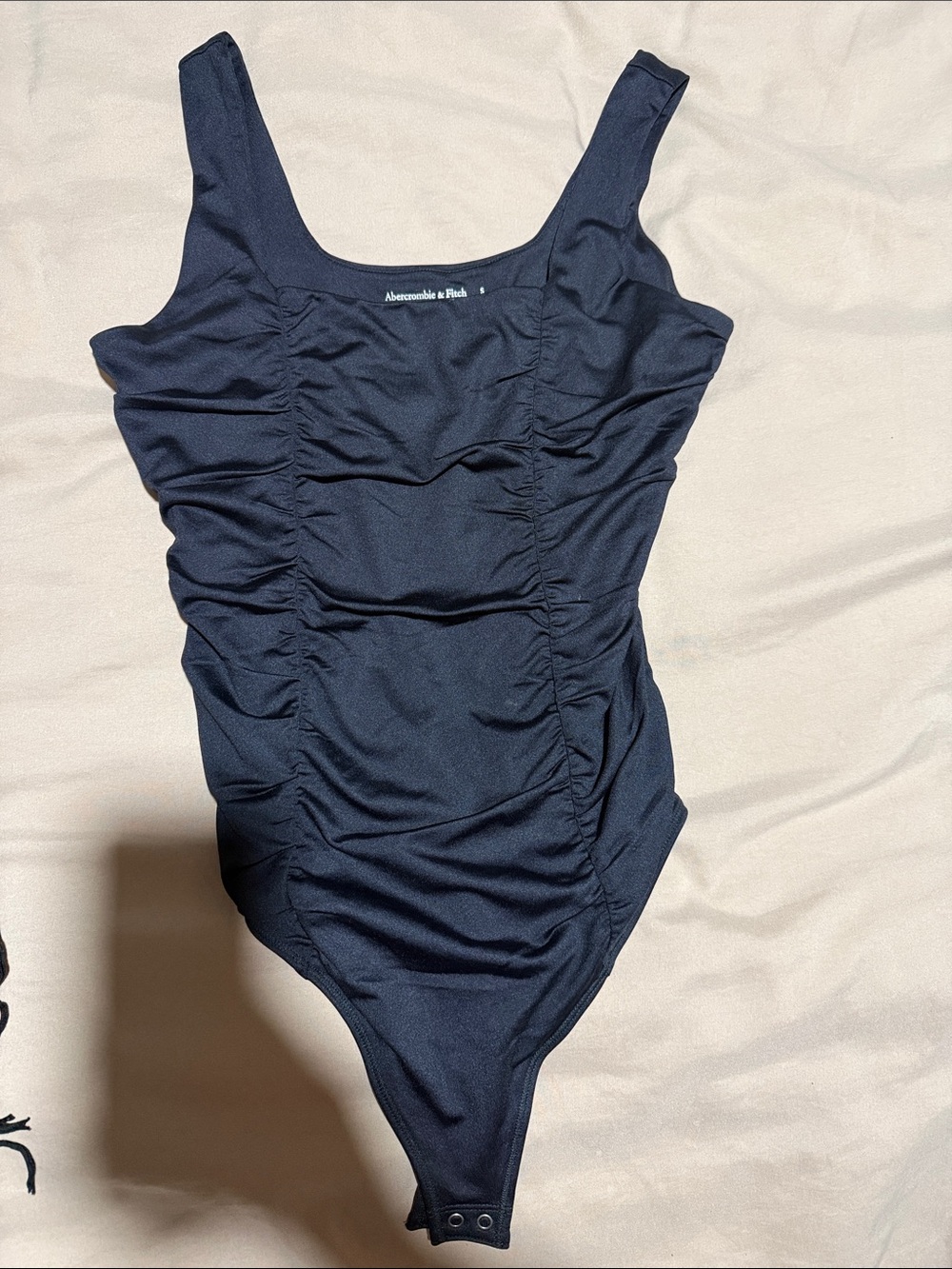 Abercrombie & Fitch woman black Ruched Tank One-Piece Bodysuit